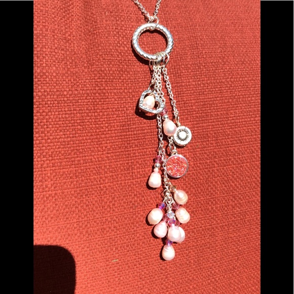Bling necklace, freshwater pearls, pink - Picture 2 of 9